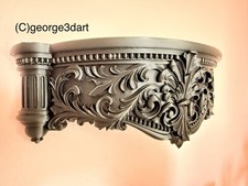 Ornate Regal Wall Shelf - Black Decorative Baroque Style – 3D Printed 8.46" Wide
