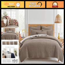 Juego de edredón Waffle King/Cal King 106x92 pulgadas con 2 fundas de almohada - algodón ligero