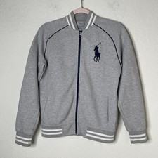 Polo Ralph Lauren Performance Full Zip Big Pony Jacket Boys Sz L 14-16 Gray