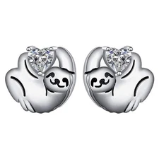 Joyería de Aretes y Pendientes, Slothy1, MXLOY-001, 1Par, Metal Plateado, Circon