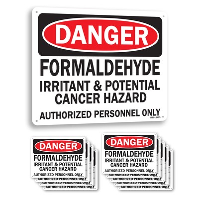 Formaldehyde Irritant & Potential Cancer Hazard Authorized Only OSHA 5/10 Pack