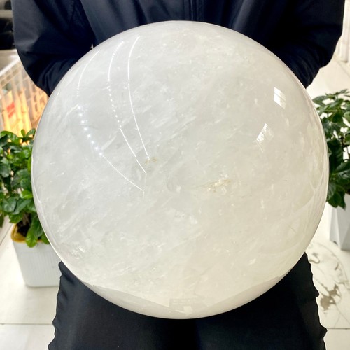 33.7LB Large Natural White Crystal Clear Quartz Crystal Sphere Ball Healing - Picture 3 of 11