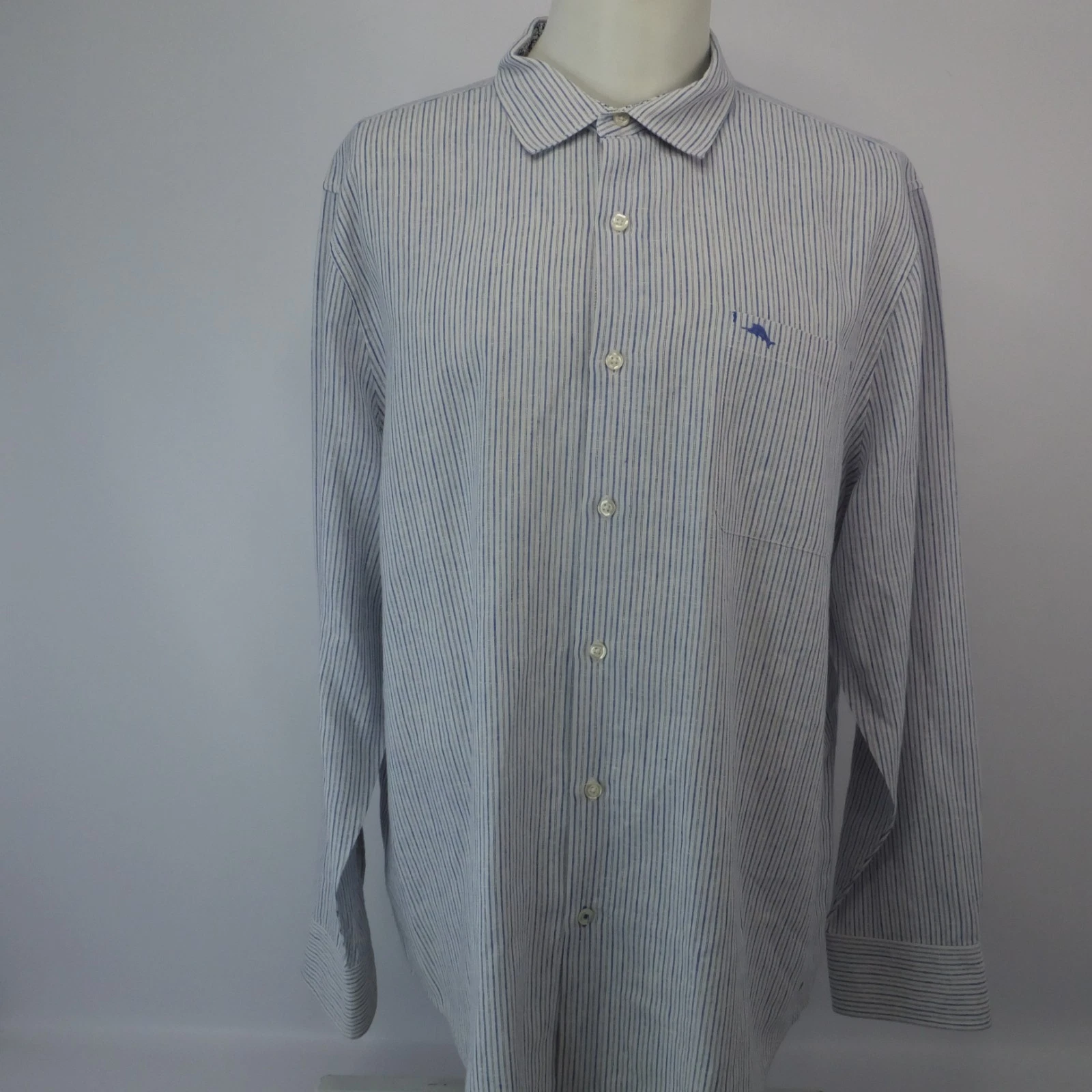 Tommy Bahama Islandzone Men's Shirt Linen Blend Long Sleeve Button up XXL Stripe