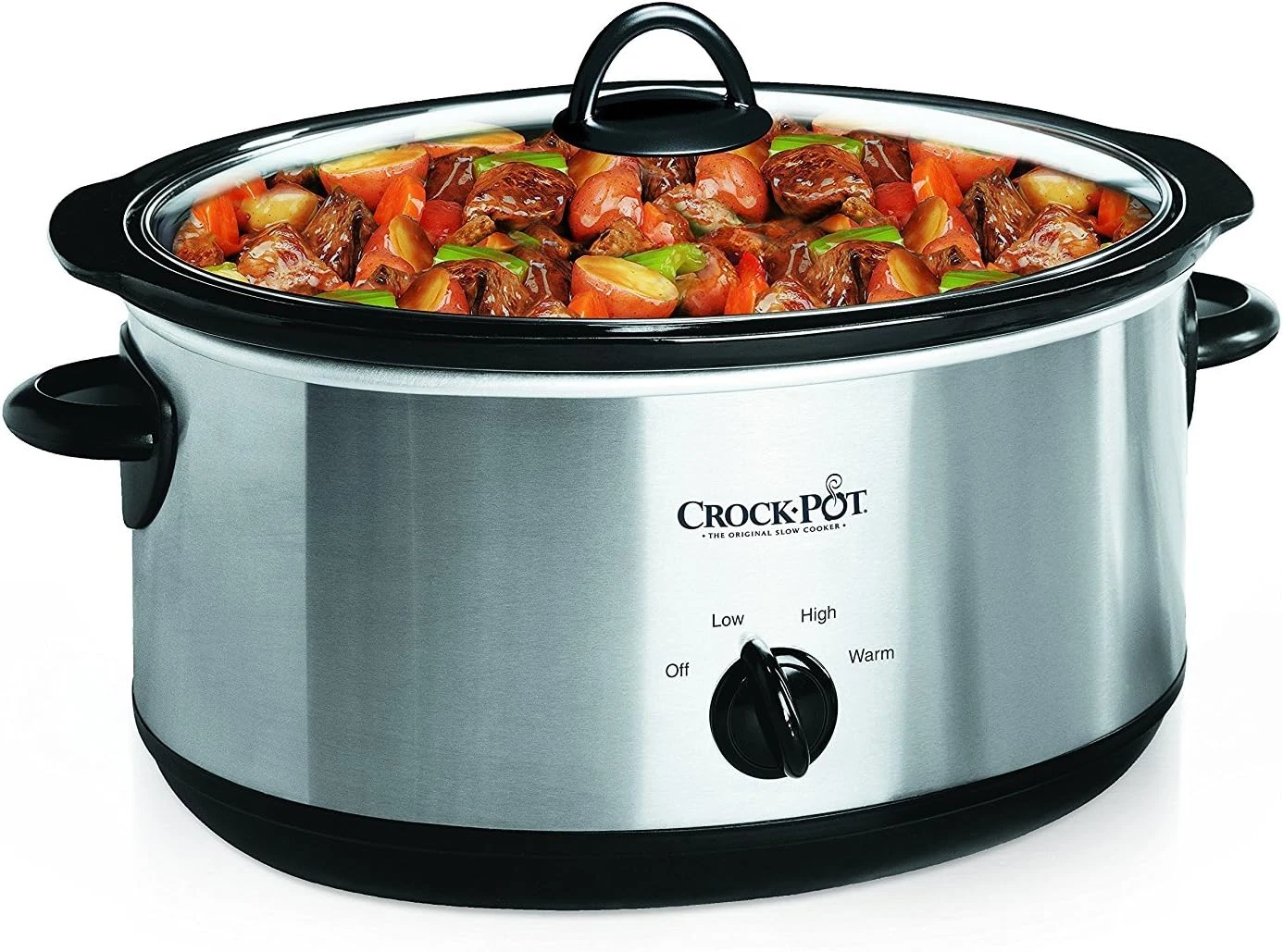 Crock-Pot 7 Quart Oval Manual Slow Cooker, Stainless Steel (SCV700-S-BR), Versat