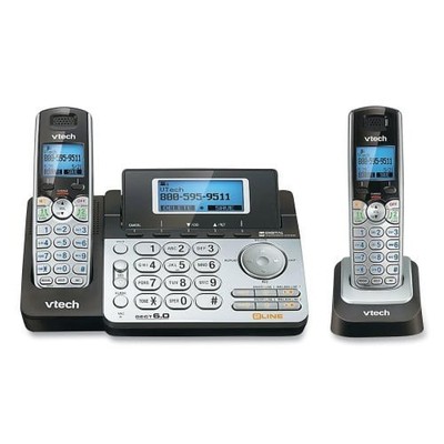 mustv VTech DS6151-2 2-Line Cordless Phone System w/ Answering Machine | 2 Hands