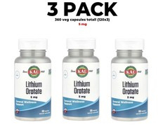 Lithium Orotate, 3 PACK, 5 mg, 120 VegCaps each 360 total 