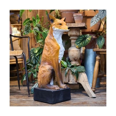 Sitting Fox Large Size Decorative Statue Outdoor Wit Fox Orange