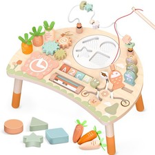 Wooden Activity Table for Toddlers 1-3, 9 in 1 Montessori Sensory Table with ...