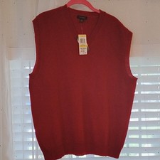Mens Club Room Regatta Red Sleeveless Lambswool Vest, Size: M, NWT