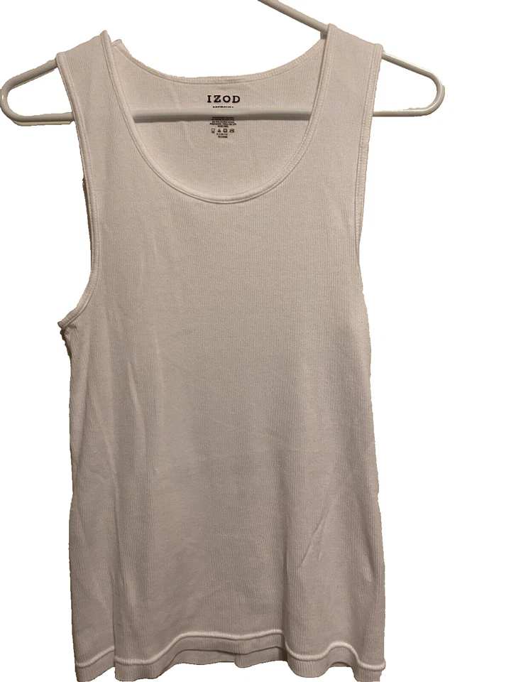 Izod Tank Top Mens Small White (5 Shirts) Ribbed Cotton Knit New NWOT open pack - Image 3 of 4