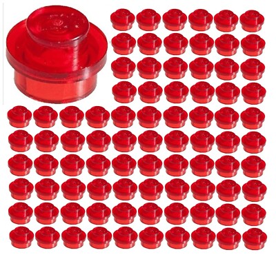  Lego 1x1 Trans-Red Round Plates x100 Dots Stud Part Piece Bulk Legos #4073