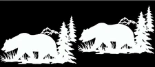 Bear Hunting Forest Mountain TWO White Vinyl Decal Car Truck Window Laptop