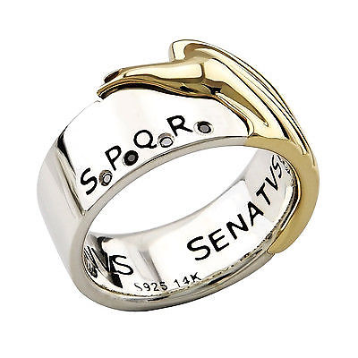 RING SENATOR - ARGENTVM AVRVM. Sterlingsilber 925 & Gold 14K. SCHWARZE...
