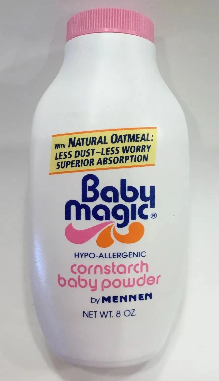 Vintage Baby Magic Corn Starch Powder Mennen Bottle 8 oz. Pink Lid Prop