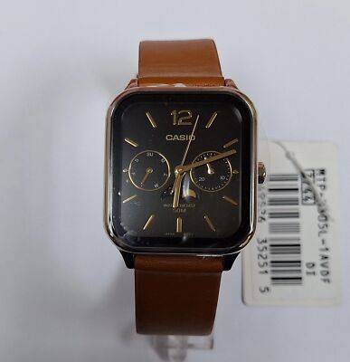 Casio MTP-M305L-1A Moon Phase Quartz Brown Leather Band