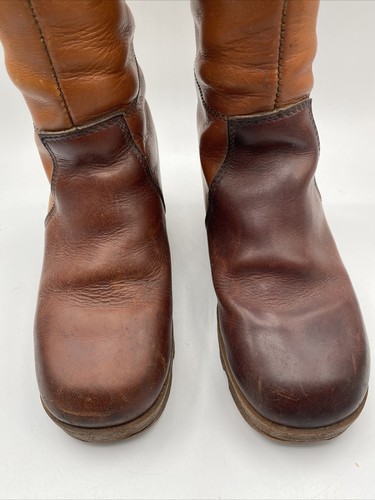 Vintage Rosita Tall Boots Brown Leather Sz 5 1/2 Wedge Platform Boho Hippy Rare - Picture 3 of 12