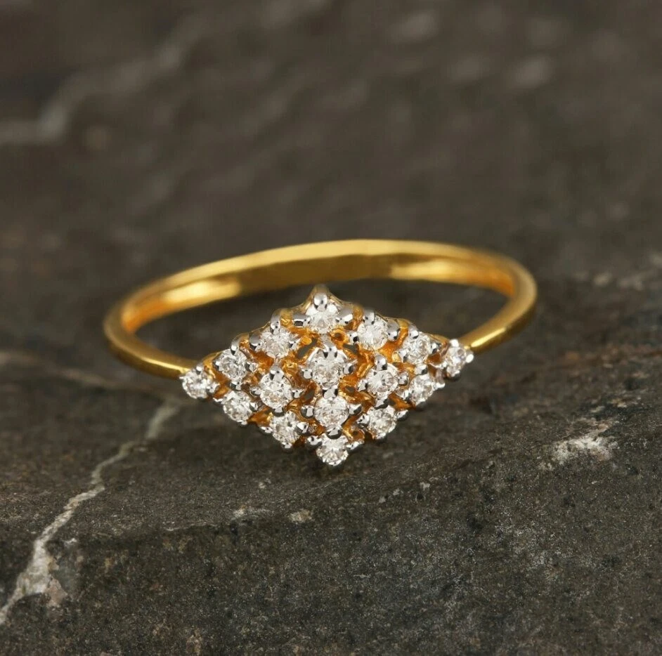 Ladies Rings - Two Tone Gold Joined Hearts with Diamonds Ring