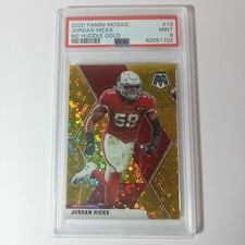 2020 Panini Mosaic ⚡ Jordan Hicks #13 PSA 9 Slab 🥇 No Huddle Gold /10