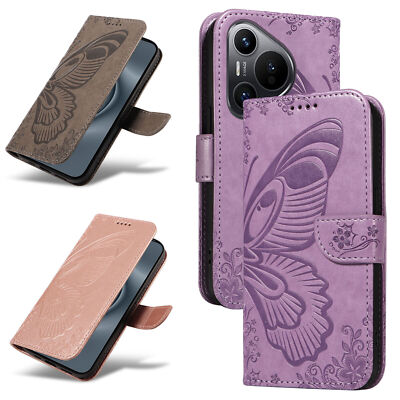 Flip Butterfly Wallet Phone Case for Huawei P70 P20 Mate 60 Nova 5T 12 11 10 9
