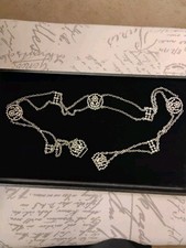 36 Inches Long-L Silver Tone Ornate Belly Chain Excellent Cond ition