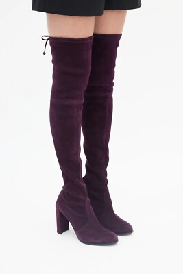 Damen Stuart Weitzman Schwarz Stretch-Overknee-Stiefel Wildleder Gr. EUR 40