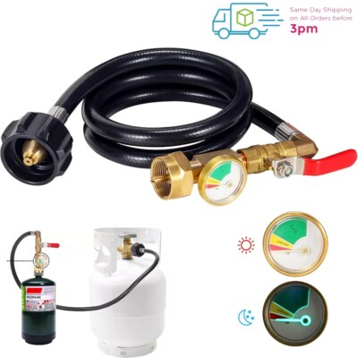 1Lb To 20Lb 40'' Propane Refill Adapter Extension Hose with Gauge On-Off Control
