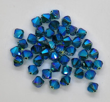 12pc Swarovski Crystal Indicolite AB2X 6mm Bicone 5328 Beads; Iridescent Teal