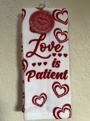 Valentines Day Kitchen Towels Love Is Patient (Set of 2) 16  X 26 