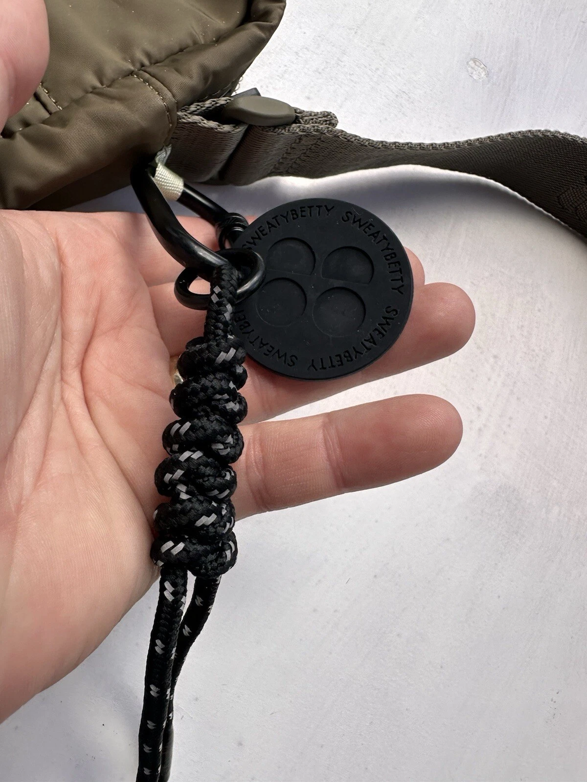 sweaty-betty nylon crossbody purse charm carabiner 