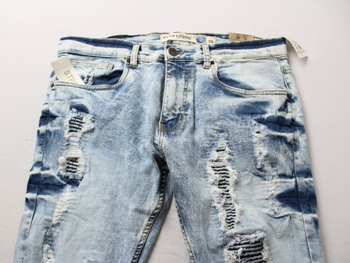 Evolution In Design Men's Slim Fit Distressed Jeans AC2 Ice Blue Size 36 X 32 - Picture 2 of 4