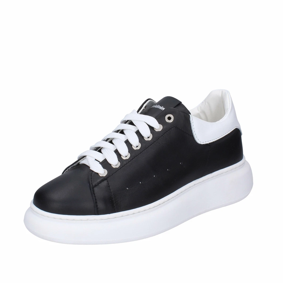 Men s shoes BALDININI 9 EU 42 sneakers black leather whit BF340