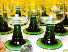 Wein Glas Römer Schott Zwiesel gerillt Trompetenfuß 0,1l Ruwer Z Logo grün Bar