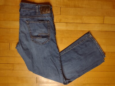 Silver Jeans Zac Mens Size 38x34 Relaxed Fit Straight Medium Wash Denim 