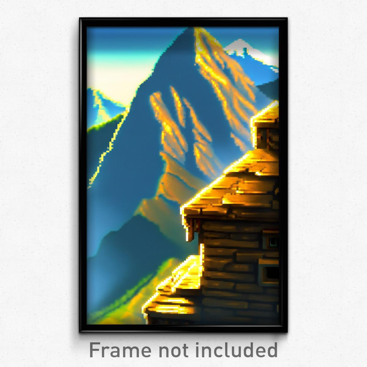 8 Bit Psychedelic Mountainous Chest Pixel Art Poster