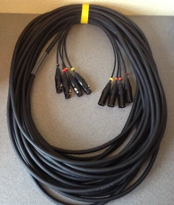 RCH AUDIO ENGINEERING 4 Way XLR Loom 30m - Black & Gold XLR's - Very High Quality Flexible Cable