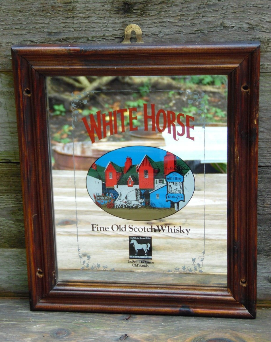 Vintage Original Pub Mirror White Horse Fine Scotch Whisky Glasgow