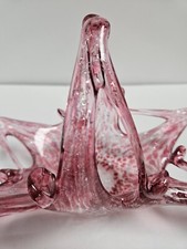 Murano Pink Glitter Lavorazione Stretch Glass Basket