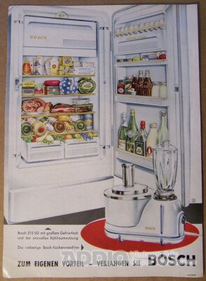 Bosch Refrigerator Food Processor 50s Print Ad Illustrated German