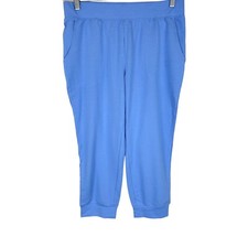 Denim  Co. Active French Terry Pull-On Crop Jogger Pant Marine Blue Medium Size