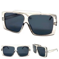 Mens or Women Classic Vintage Retro Style SUN GLASSES Large Gray Frame Dark Lens