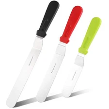 3 Metal Cake Offset Spatulas 6 8 & 10 Inch Frosting Angled Icing Spatula for ...