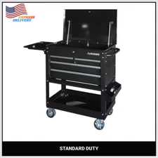 Husky Tool Storage 33 In W Mechanics Cart with Extended Side Table & Bottle Tray