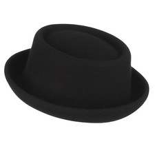 Men's Pork Pie Fabric Hat Musician Hat Player Jazz Hat Wool Hat Felt Hat Gift