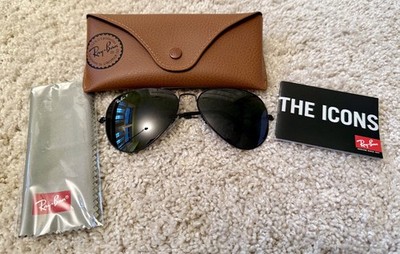 Genuine Ray Ban Aviator Large RB 3025 Black Sunglasses Polarized 58mm New + Case