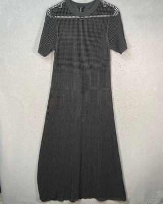 COS Womens Size Medium Dark Grey Knitted Mesh Maxi Dress Short Sleeve