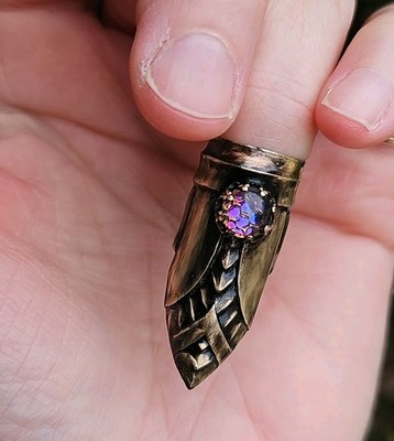 Dragon Scale Brass Claw Armor Ring Nail Tip Style Czech Glass Us Artist Made 