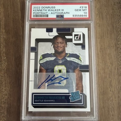 2022 Donruss Rated Rookie Kenneth Walker III #318 Portrait Autograph /49 PSA 10!