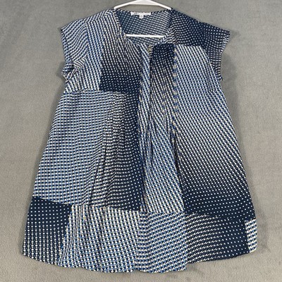 DR2 Daniel Rainn Petite Women's Blue Pattern Pleated Cap Sleeves Blouse, PXS