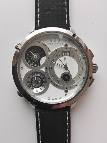New, Old Stock - Curtis & Co BIG Time World THREE TIME ZONE Swiss Movement Watch