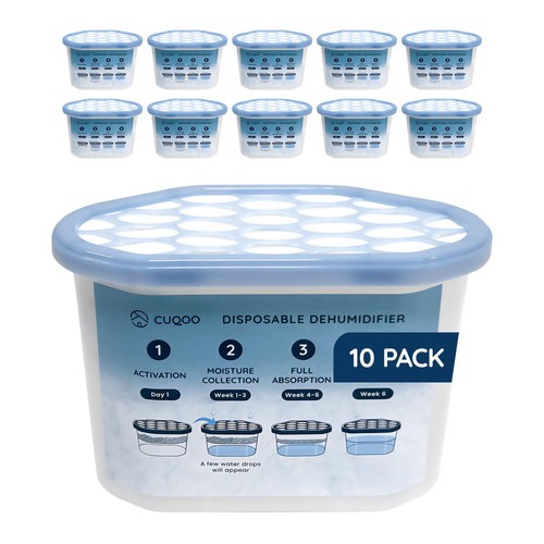 CUQOO 500ml Disposable Dehumidifier Packs  Moisture Absorber Set of 10 Pcs